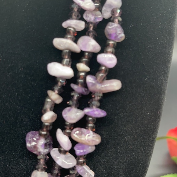 Natural Amethyst Necklace Earring and Bracelet set - Picture 5 of 13